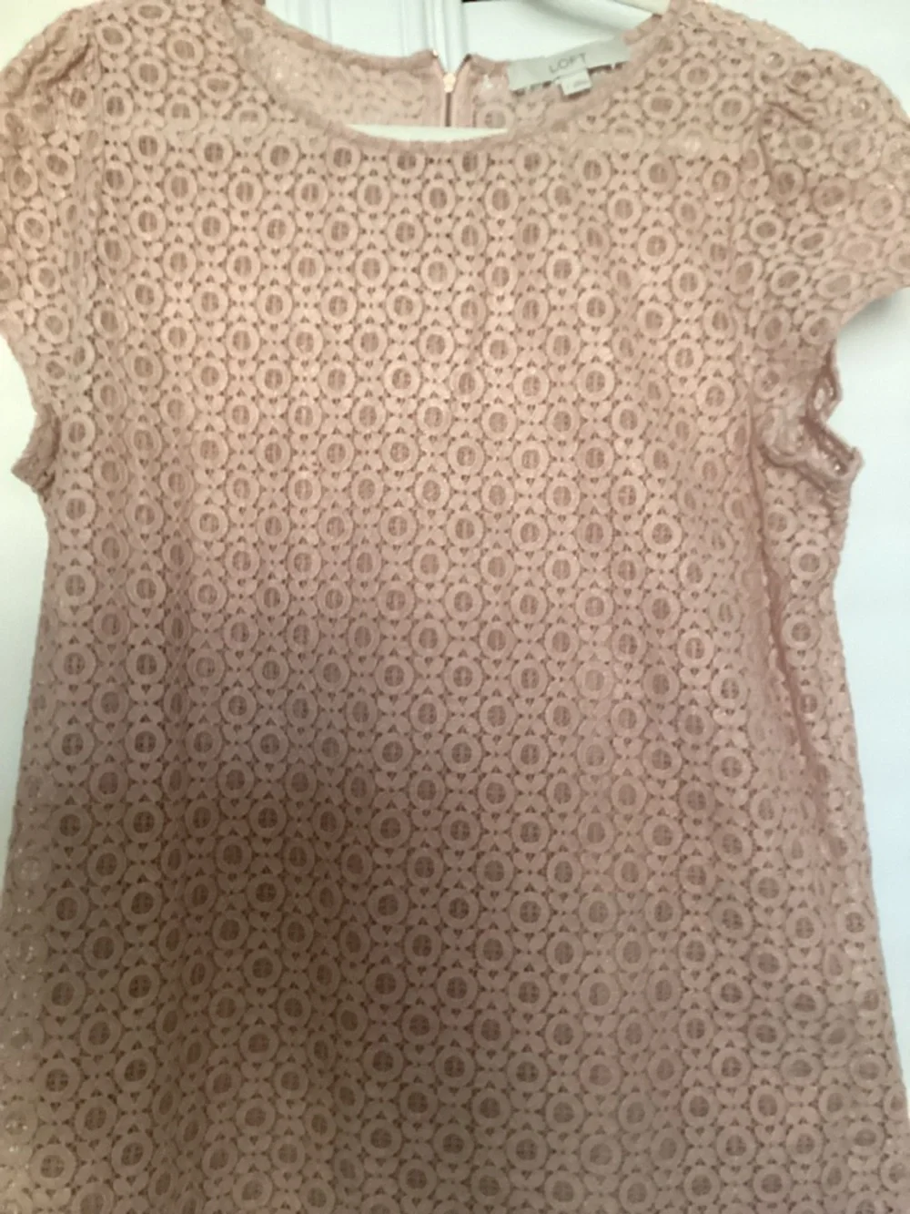 LOFT Dusty Rose Lace Cap-Sleeve Blouse - Picture 2 of 7